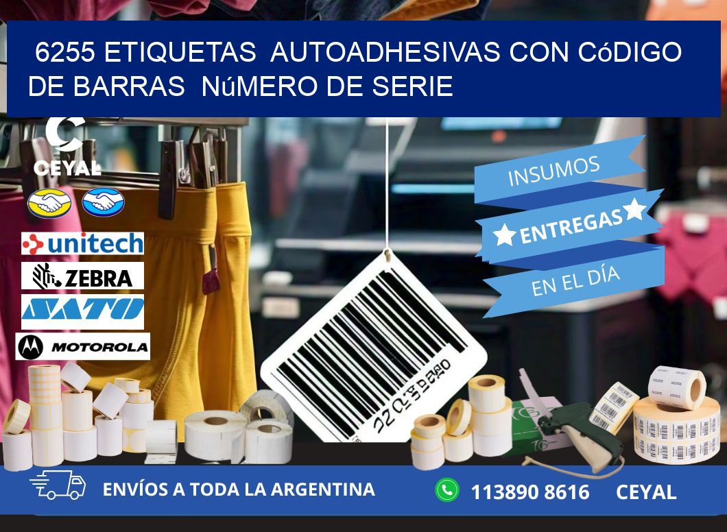 6255 etiquetas  autoadhesivas con código de barras  número de serie