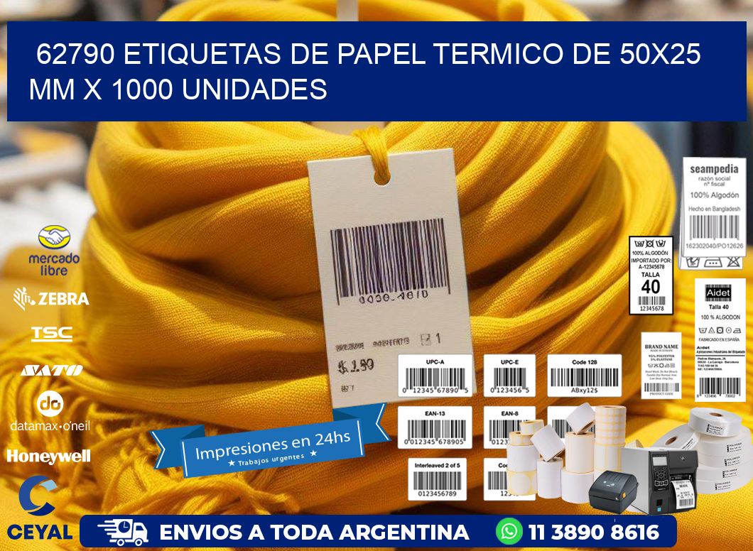 62790 Etiquetas De Papel Termico De 50x25 Mm X 1000 Unidades