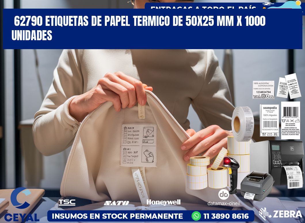 62790 Etiquetas De Papel Termico De 50×25 Mm X 1000 Unidades