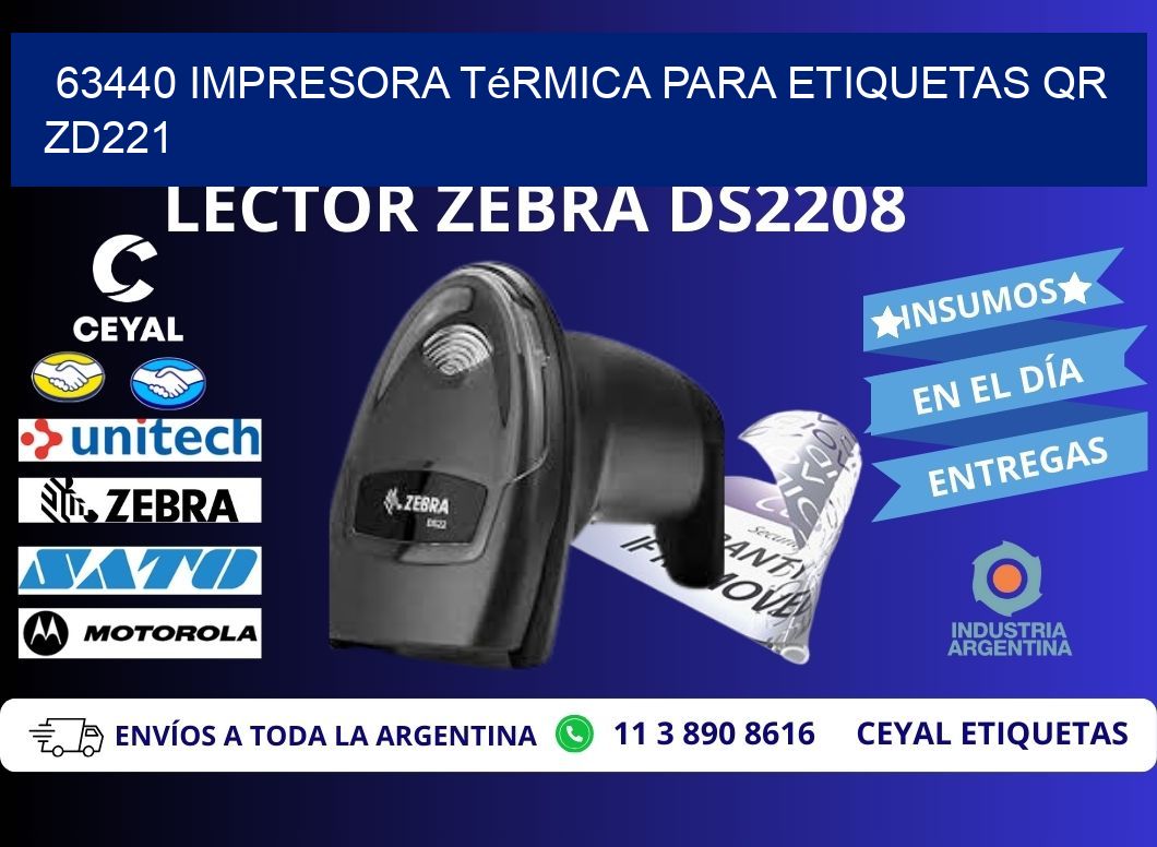 63440 impresora térmica para etiquetas QR ZD221