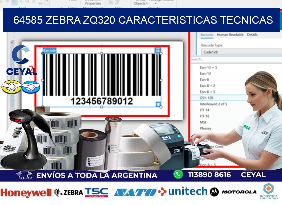 64585 zebra zq320 caracteristicas tecnicas