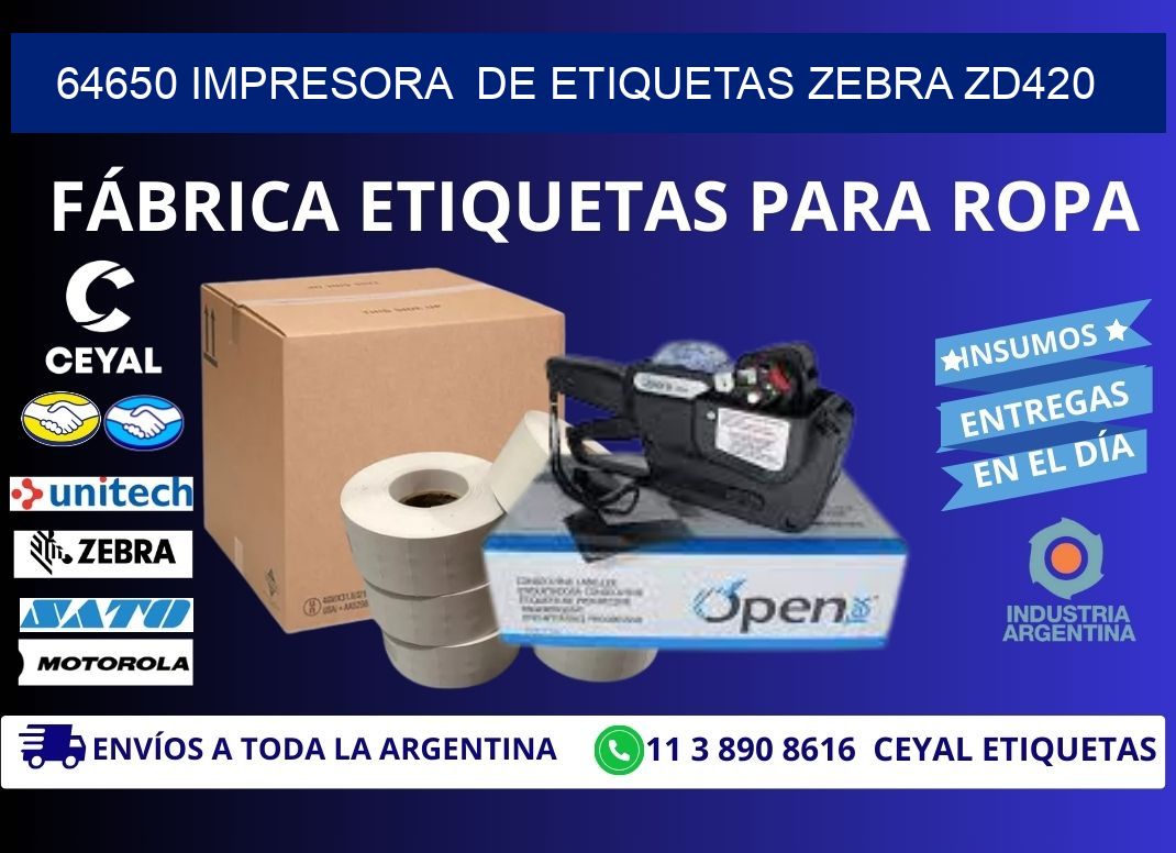64650 impresora de etiquetas Zebra ZD420