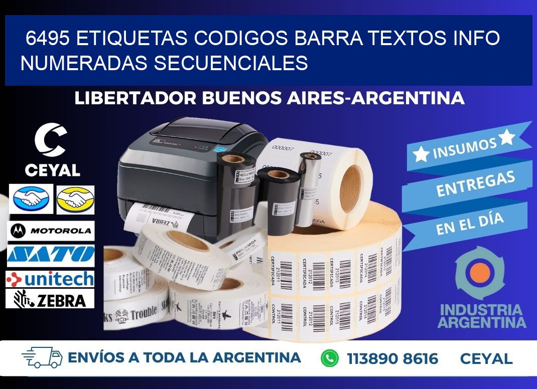 6495 Etiquetas Codigos Barra Textos Info Numeradas Secuenciales