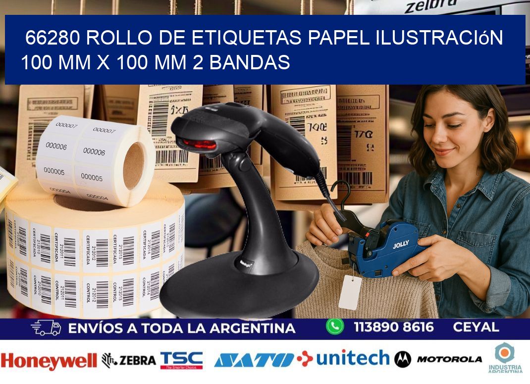 66280 Rollo de Etiquetas Papel Ilustración 100 mm x 100 mm 2 Bandas