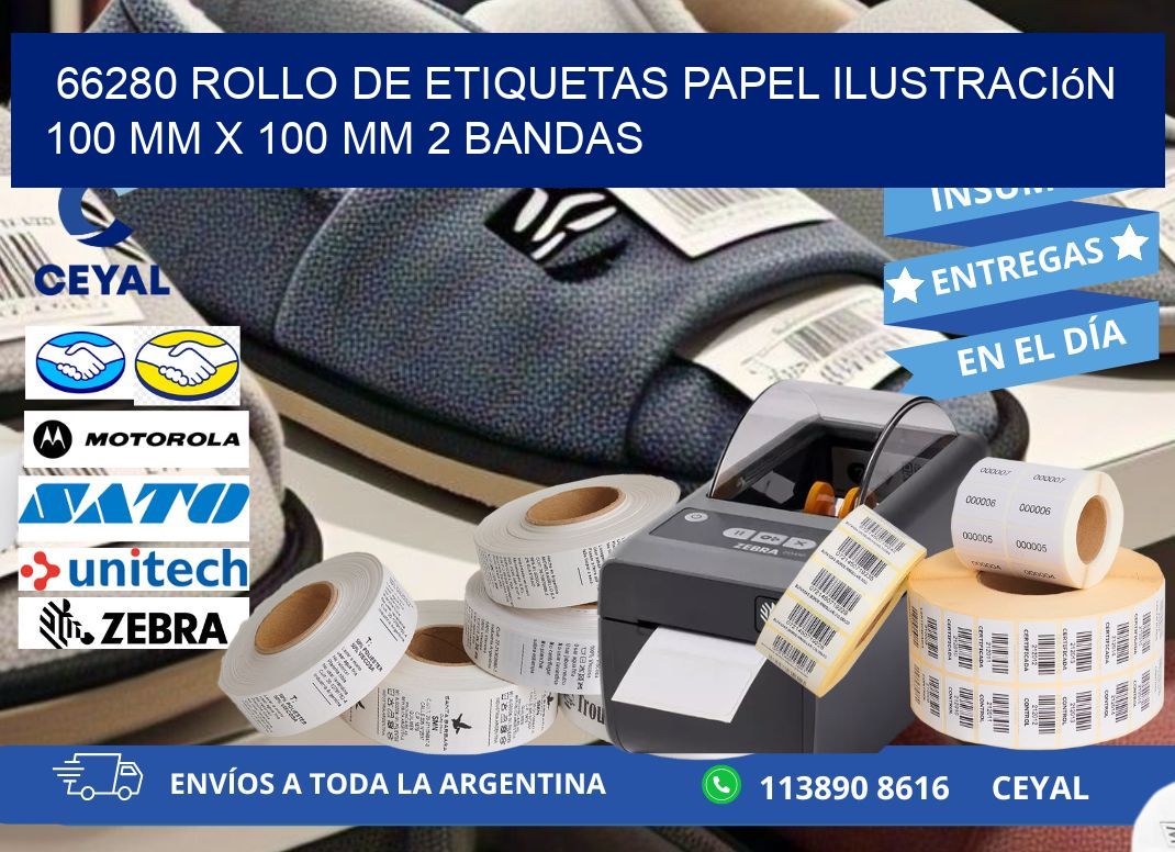 66280 Rollo de Etiquetas Papel Ilustración 100 mm x 100 mm 2 Bandas
