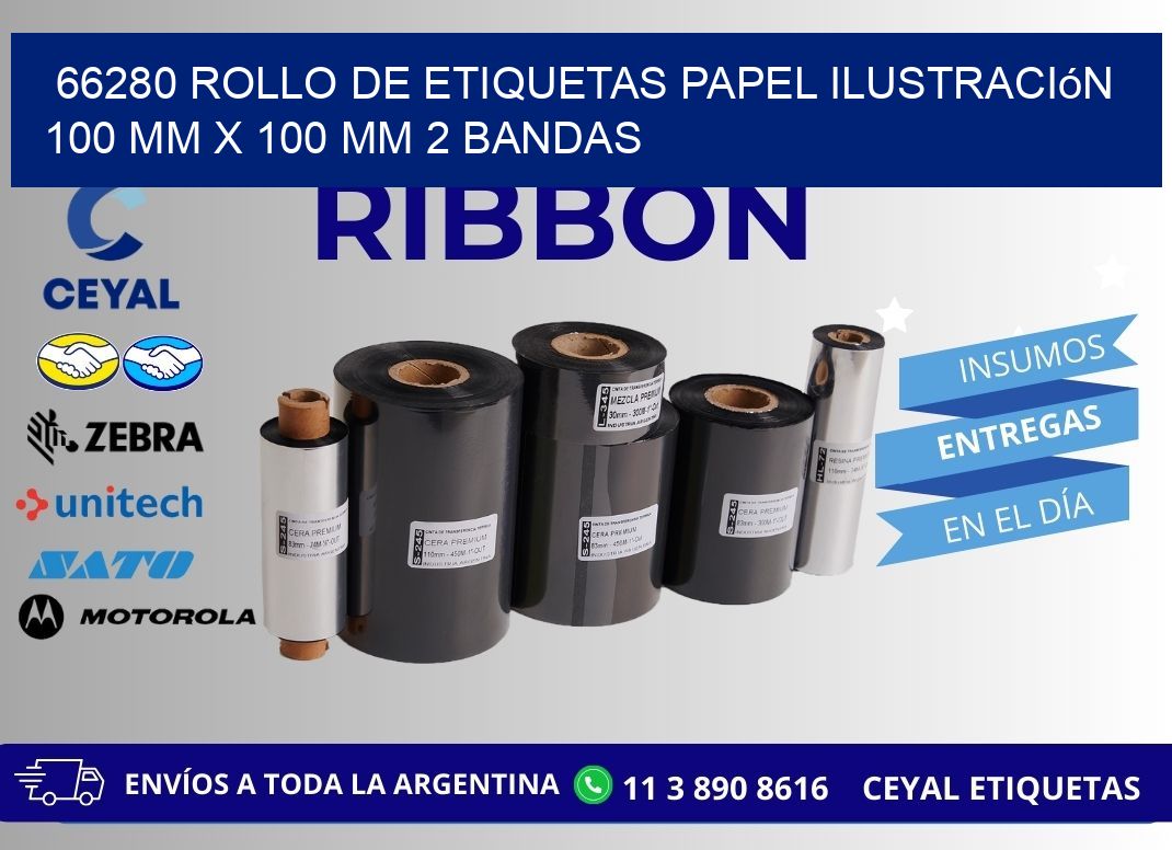 66280 Rollo de Etiquetas Papel Ilustración 100 mm x 100 mm 2 Bandas