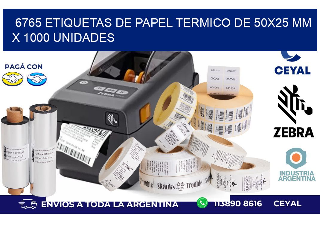 6765 Etiquetas De Papel Termico De 50x25 Mm X 1000 Unidades
