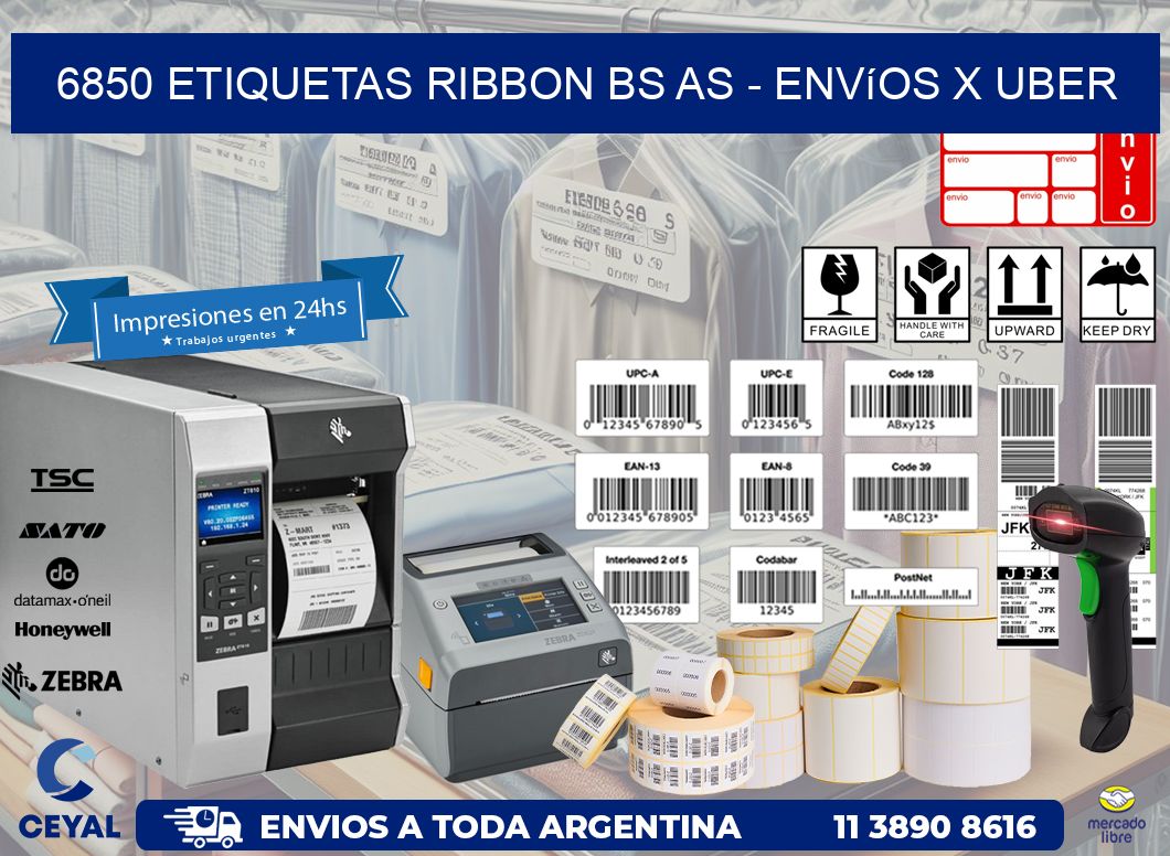 6850 etiquetas ribbon bs as - envíos x uber