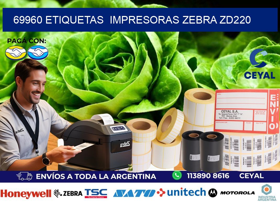 69960 etiquetas  impresoras zebra zd220