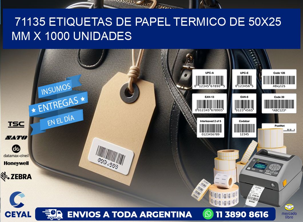 71135 Etiquetas De Papel Termico De 50x25 Mm X 1000 Unidades