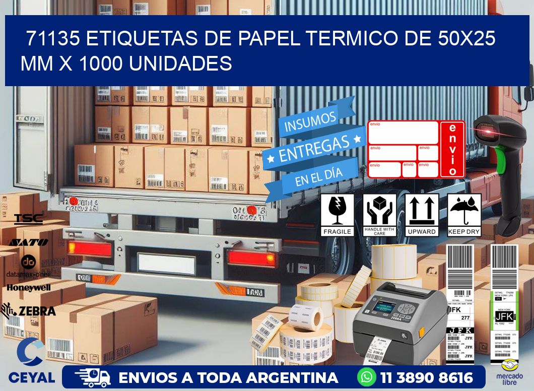 71135 Etiquetas De Papel Termico De 50x25 Mm X 1000 Unidades