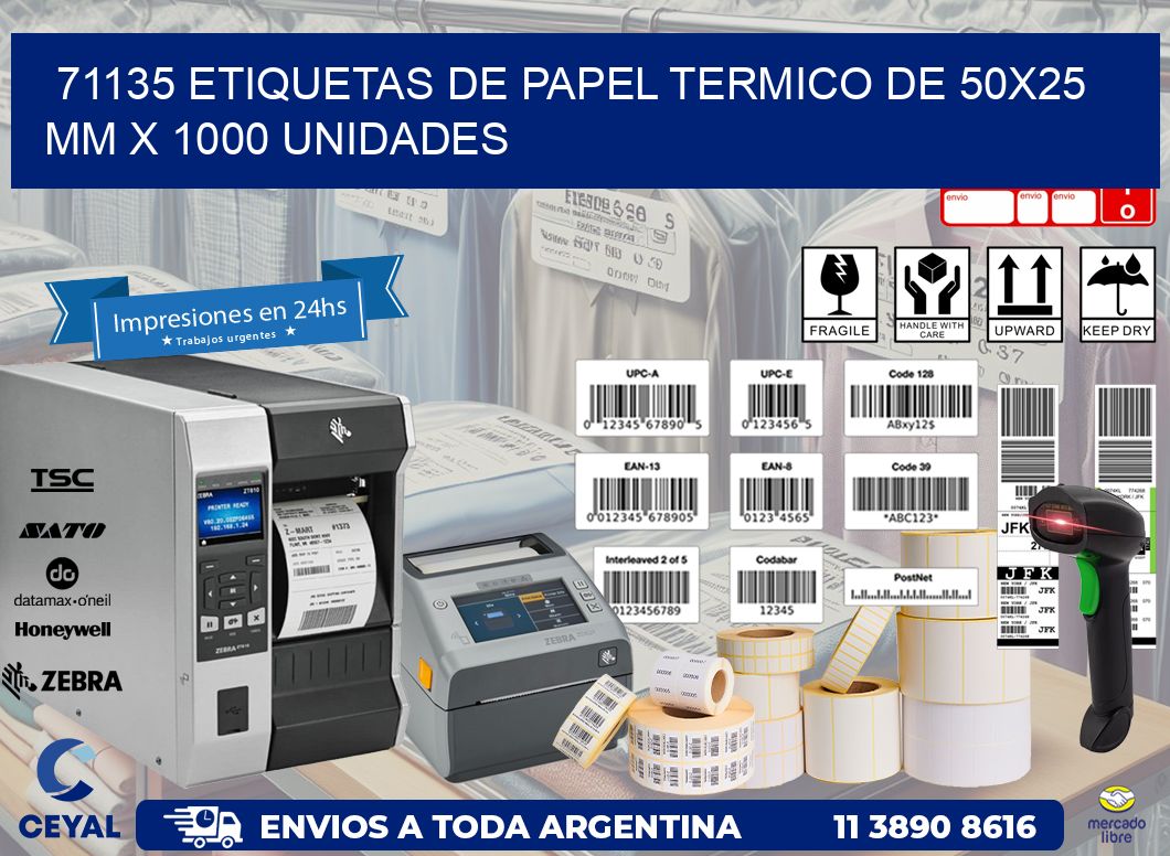 71135 Etiquetas De Papel Termico De 50x25 Mm X 1000 Unidades
