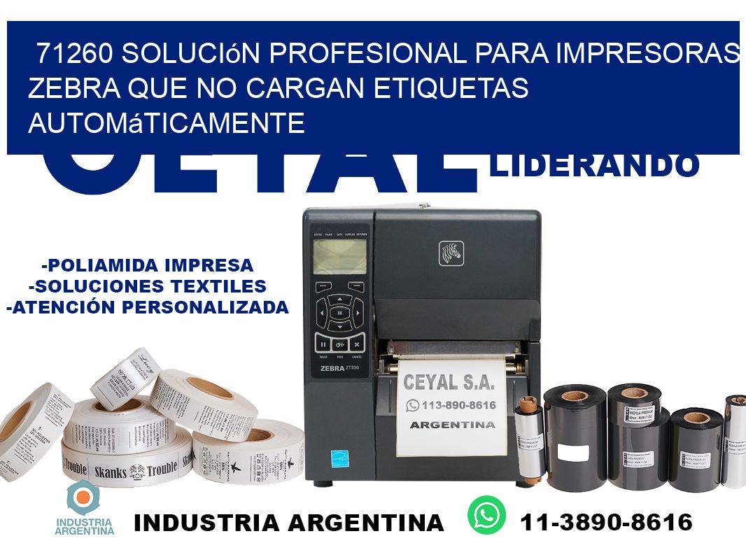 71260 solución profesional para impresoras zebra que no cargan etiquetas automáticamente