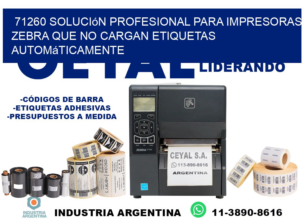 71260 solución profesional para impresoras zebra que no cargan etiquetas automáticamente