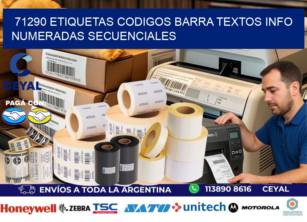 71290 Etiquetas Codigos Barra Textos Info Numeradas Secuenciales