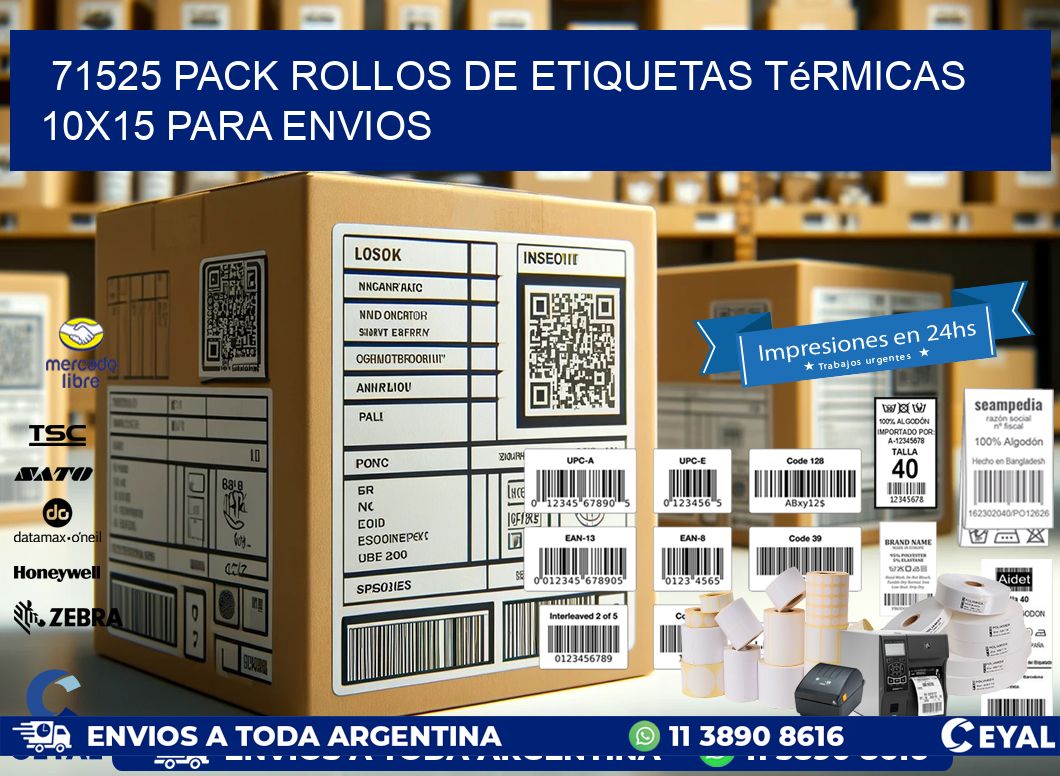 71525 pack rollos de etiquetas térmicas 10x15 para Envios