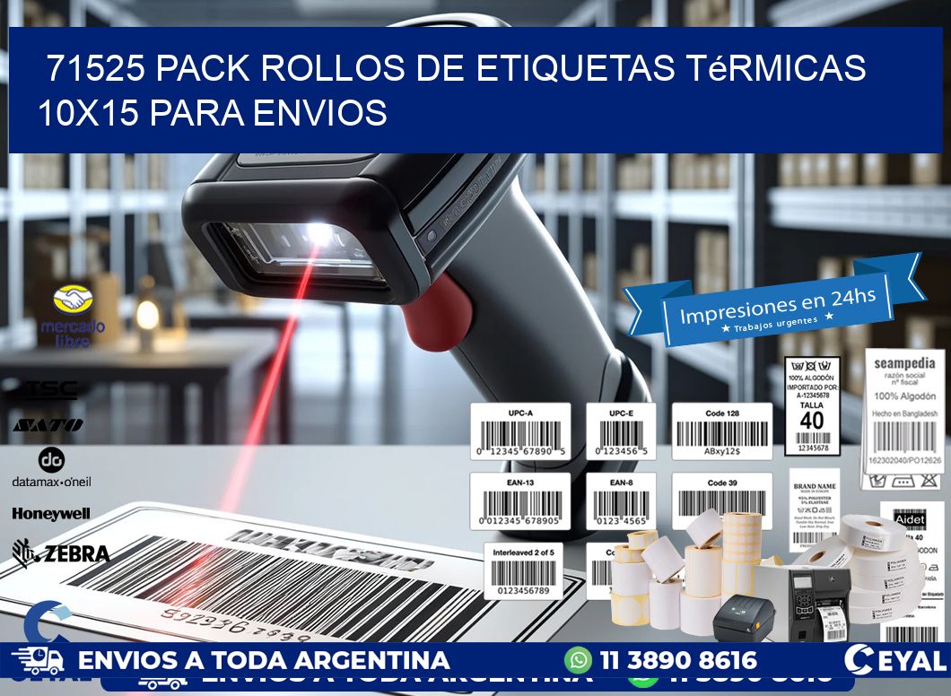 71525 pack rollos de etiquetas térmicas 10x15 para Envios