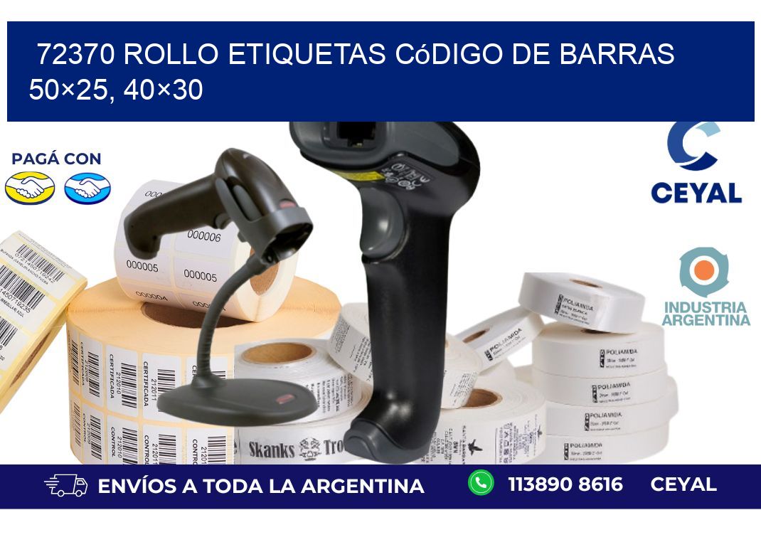 72370 rollo etiquetas código de barras 50×25, 40×30