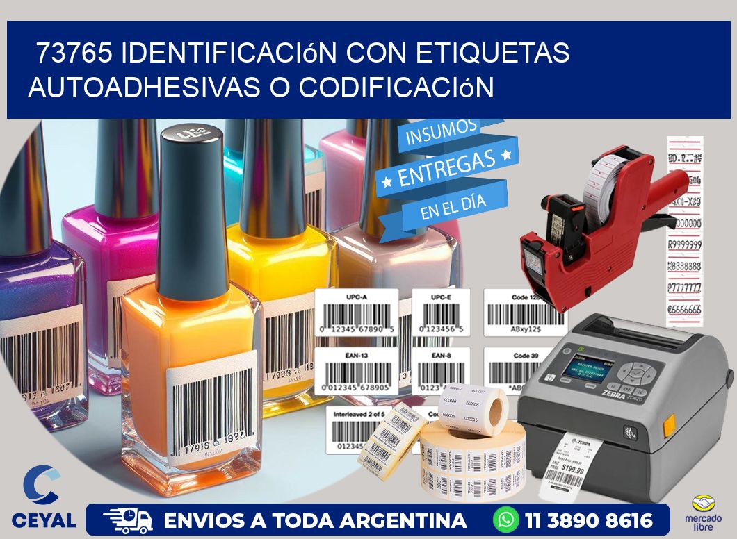 73765 identificación con etiquetas autoadhesivas o codificación