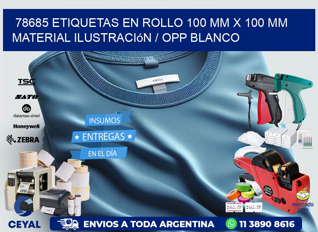 78685 Etiquetas en rollo 100 mm x 100 mm material Ilustración / OPP Blanco