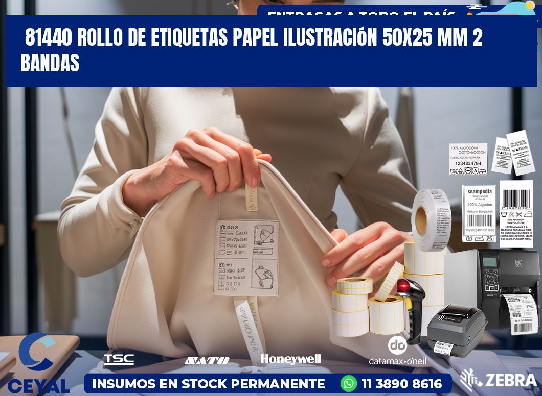 81440 Rollo de Etiquetas Papel Ilustración 50×25 Mm 2 Bandas