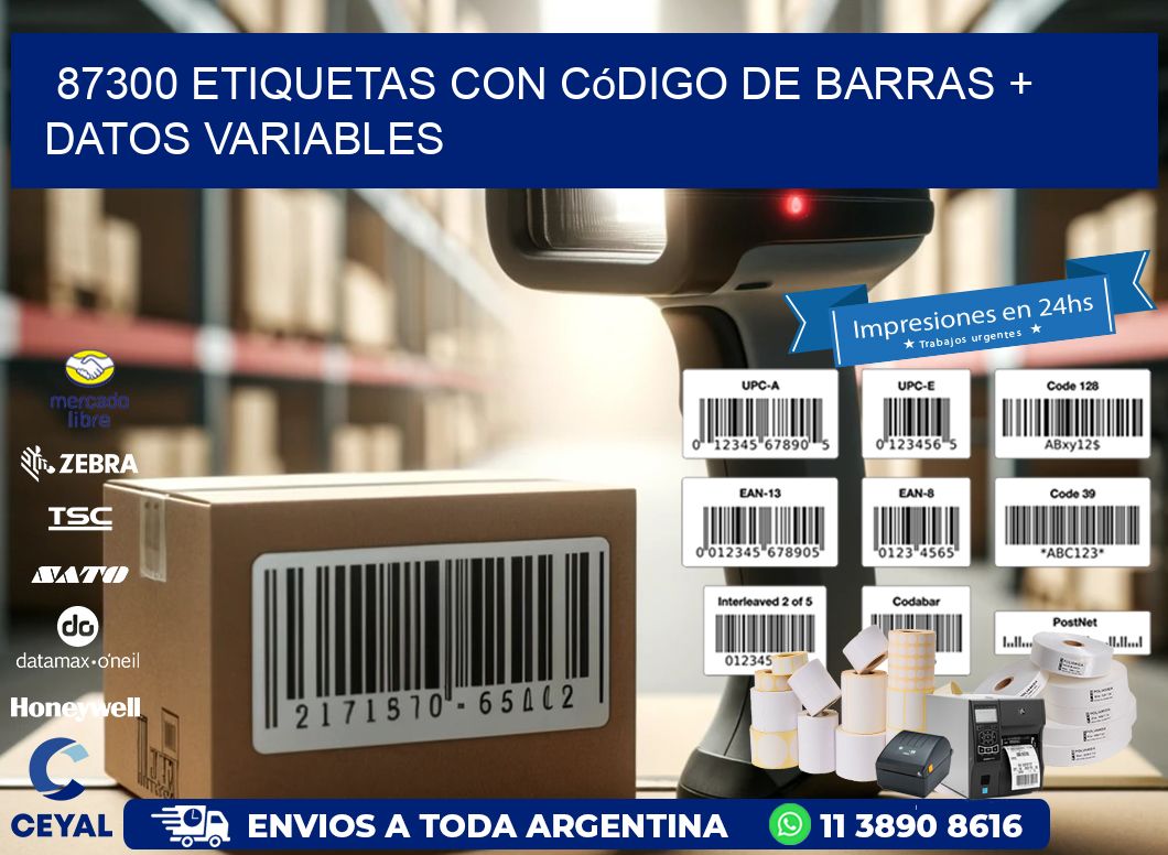 87300 etiquetas con código de barras + datos variables