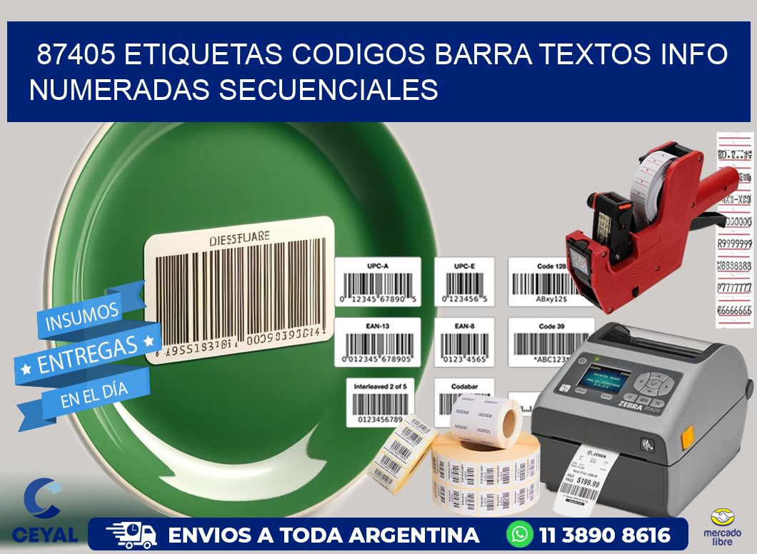 87405 Etiquetas Codigos Barra Textos Info Numeradas Secuenciales