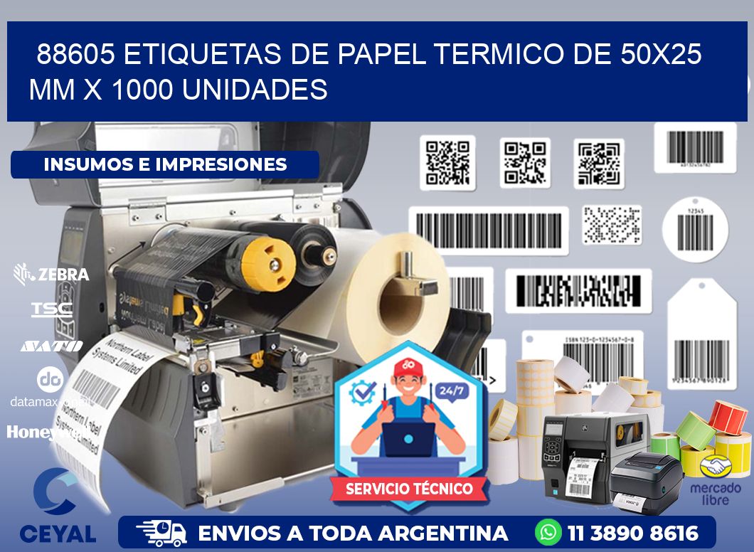 88605 Etiquetas De Papel Termico De 50x25 Mm X 1000 Unidades