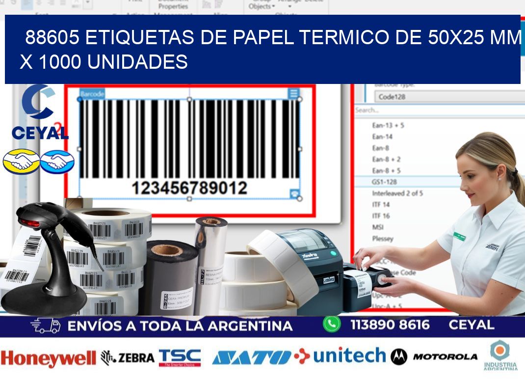 88605 Etiquetas De Papel Termico De 50x25 Mm X 1000 Unidades
