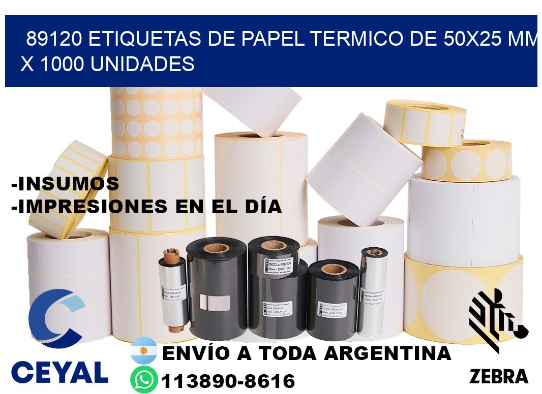 89120 Etiquetas De Papel Termico De 50x25 Mm X 1000 Unidades