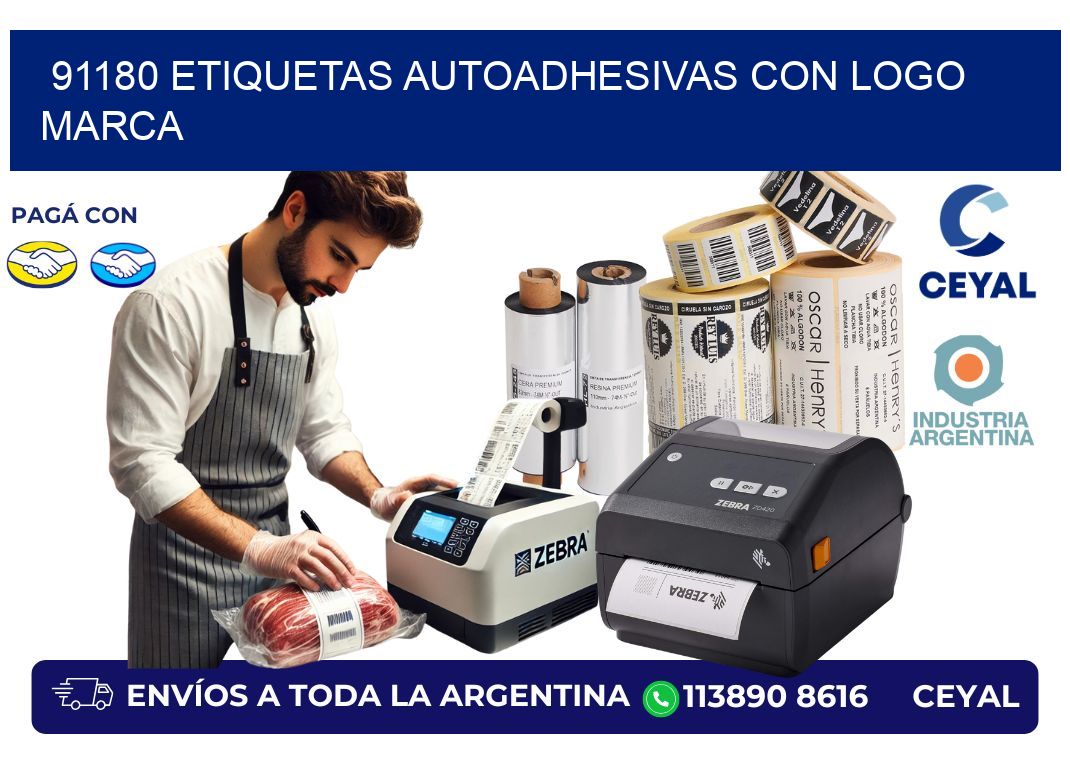 91180 etiquetas autoadhesivas con logo marca