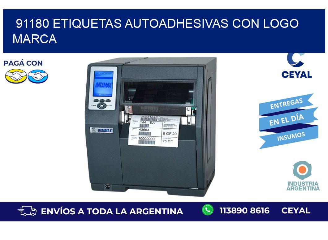 91180 etiquetas autoadhesivas con logo marca