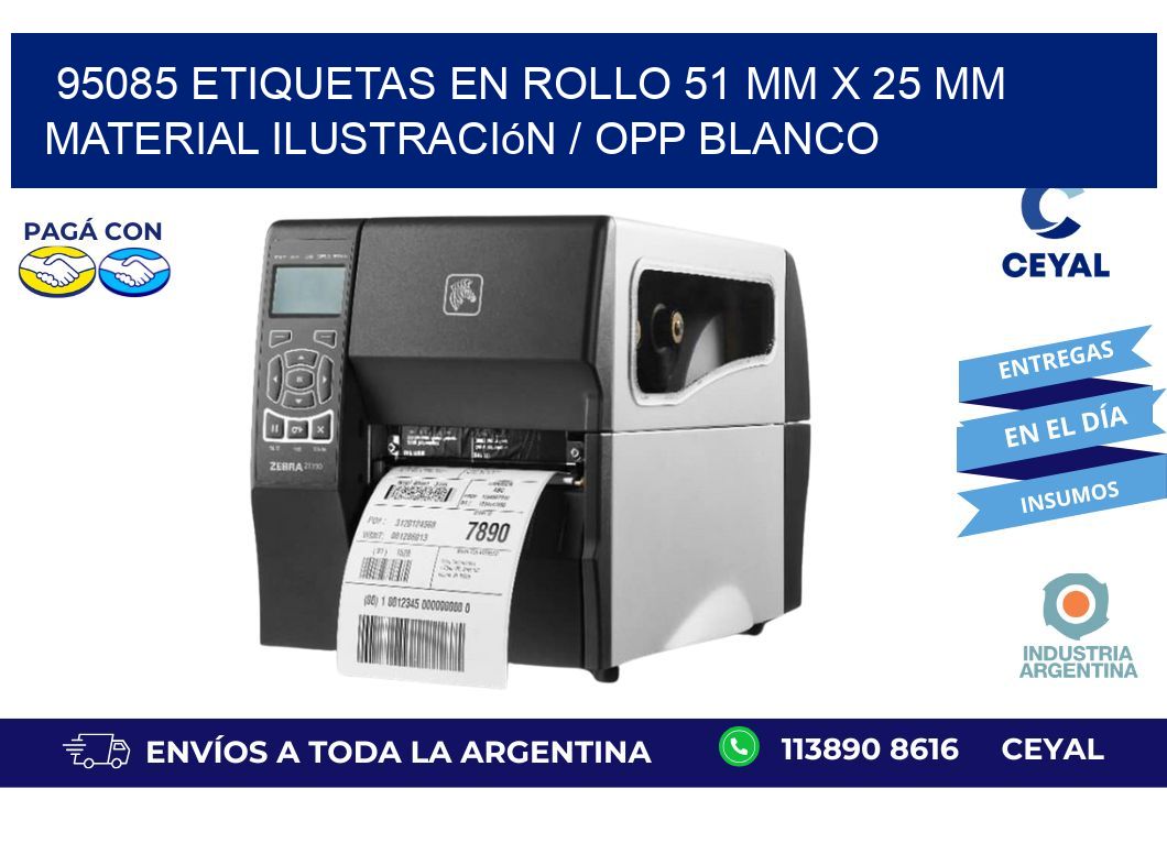 95085 Etiquetas en rollo 51 mm x 25 mm material Ilustración / OPP Blanco