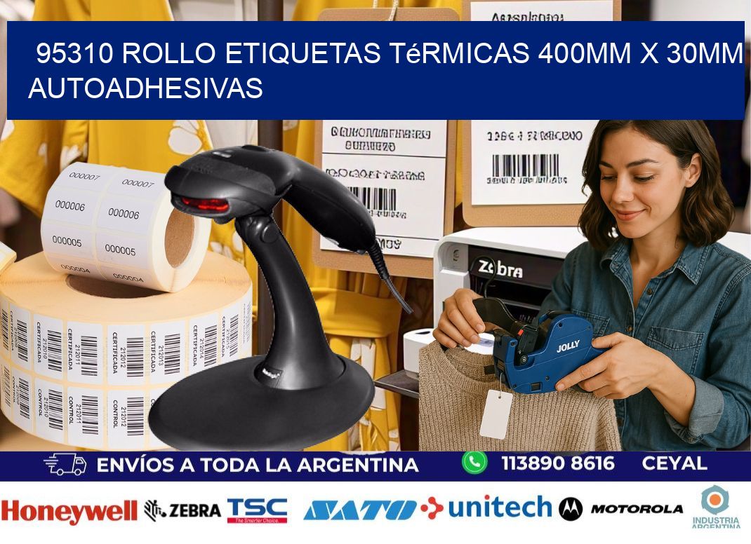 95310 Rollo Etiquetas Térmicas 400mm X 30mm Autoadhesivas