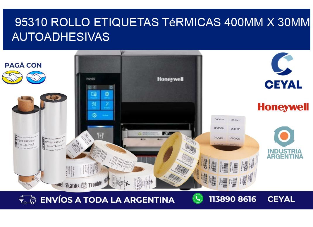 95310 Rollo Etiquetas Térmicas 400mm X 30mm Autoadhesivas