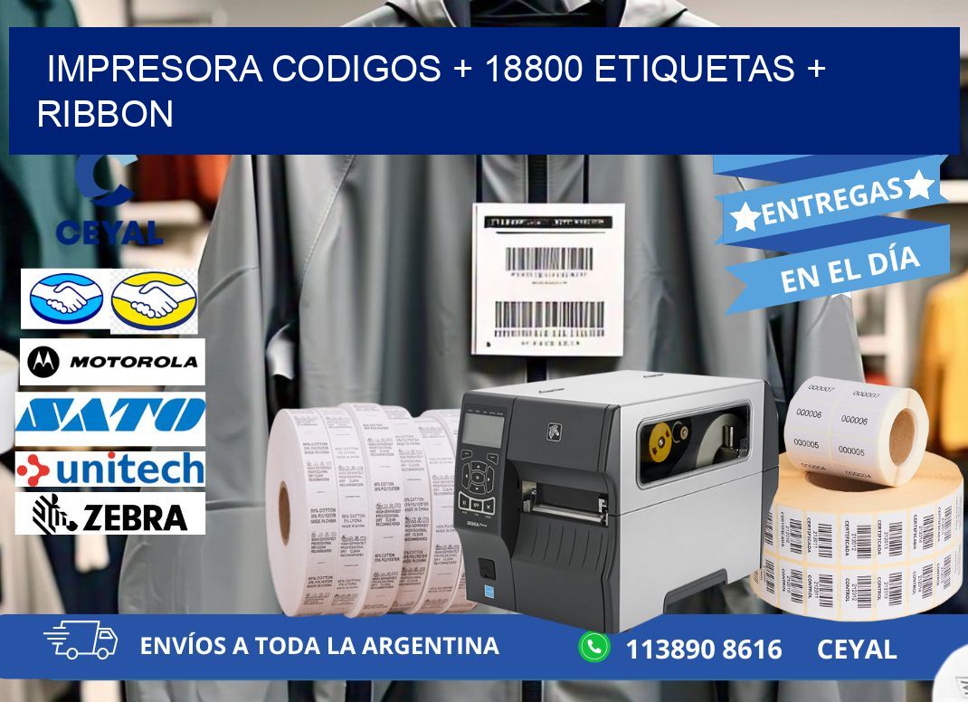 impresora codigos + 18800 etiquetas + ribbon