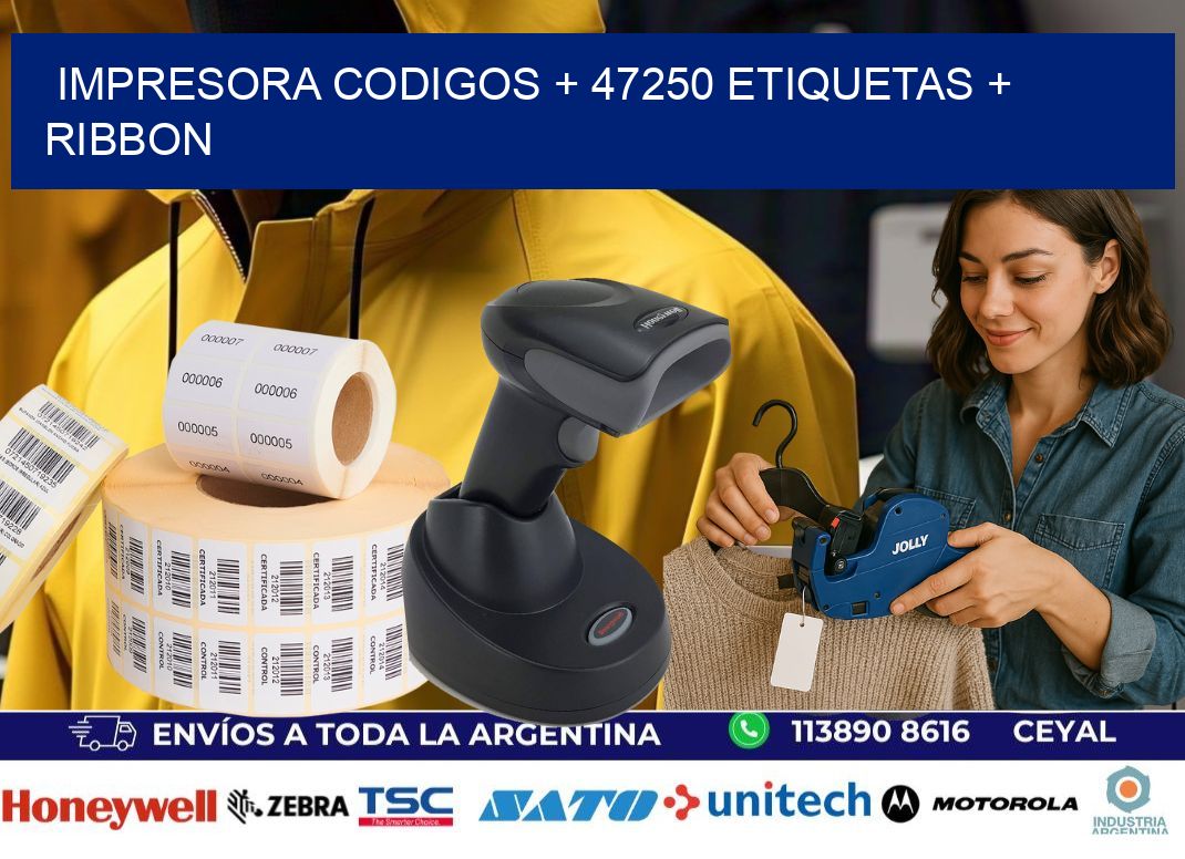 impresora codigos + 47250 etiquetas + ribbon