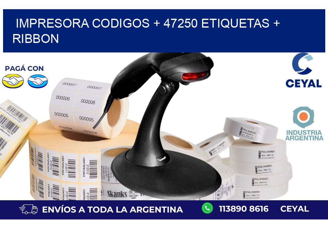 impresora codigos + 47250 etiquetas + ribbon