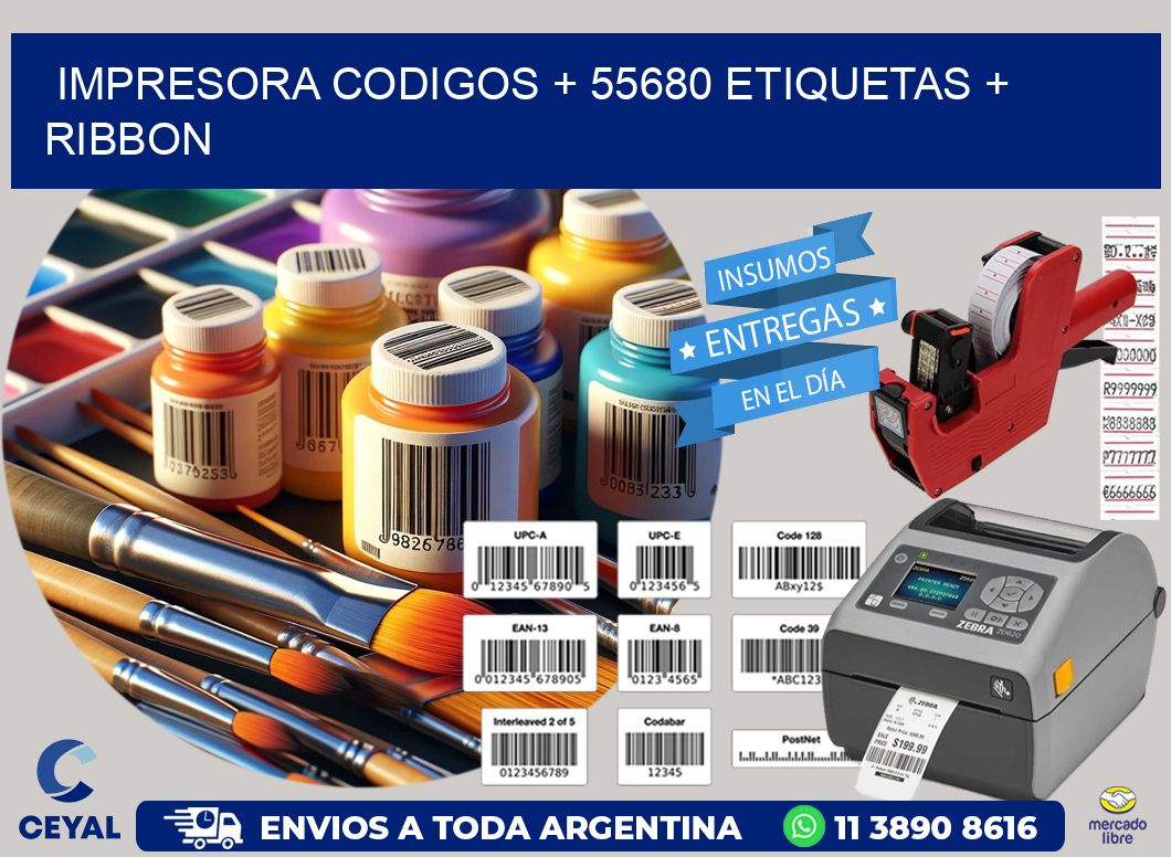 impresora codigos + 55680 etiquetas + ribbon