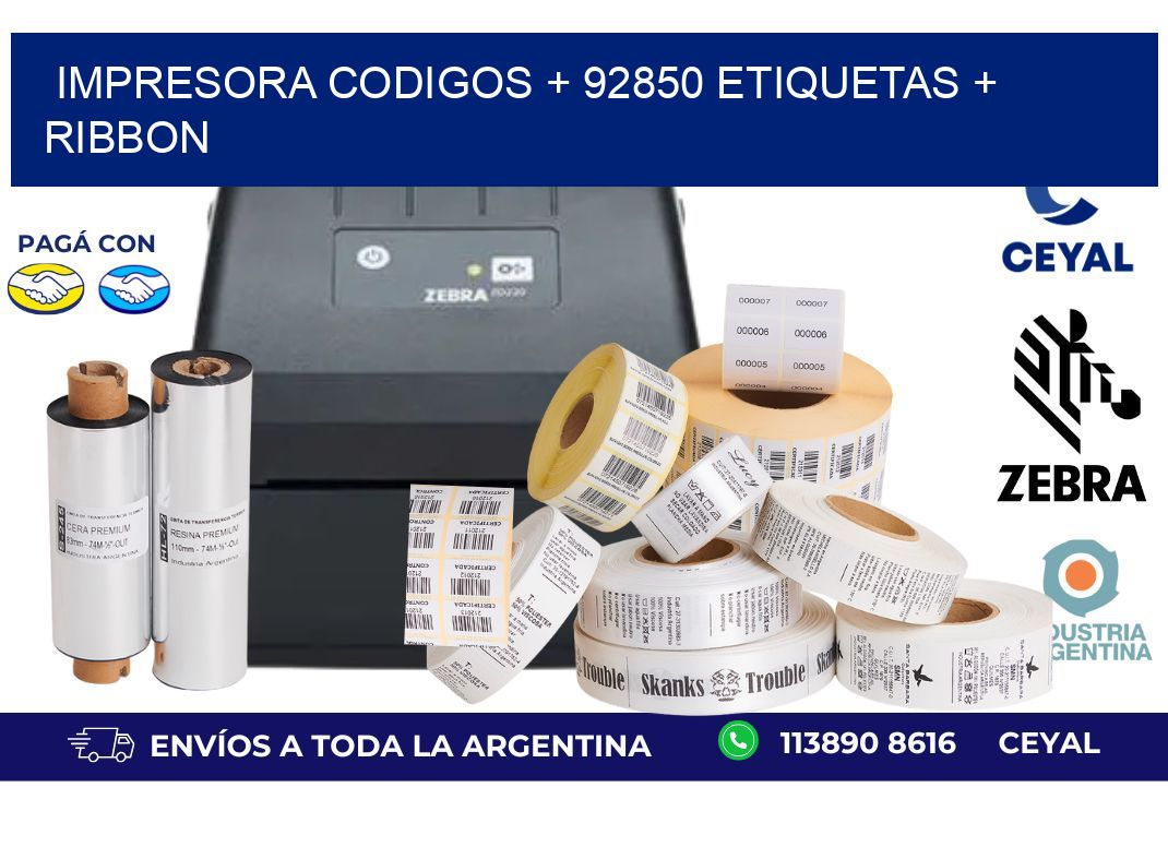 impresora codigos + 92850 etiquetas + ribbon