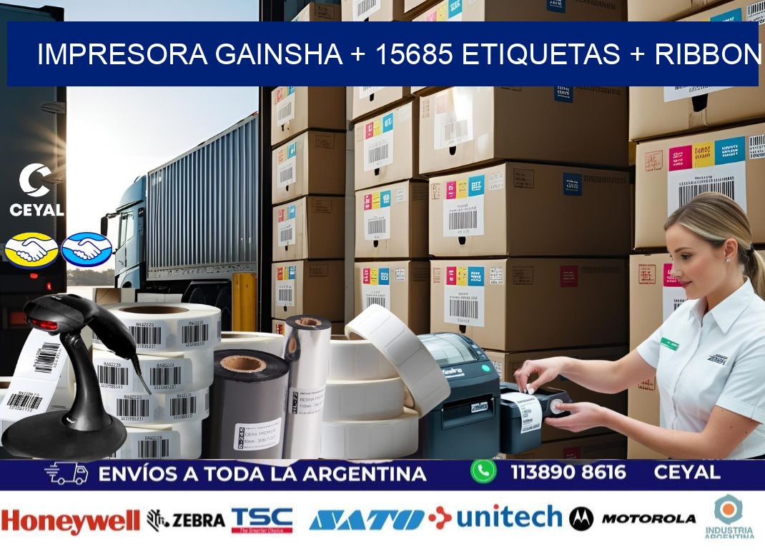 impresora gainsha + 15685 etiquetas + ribbon