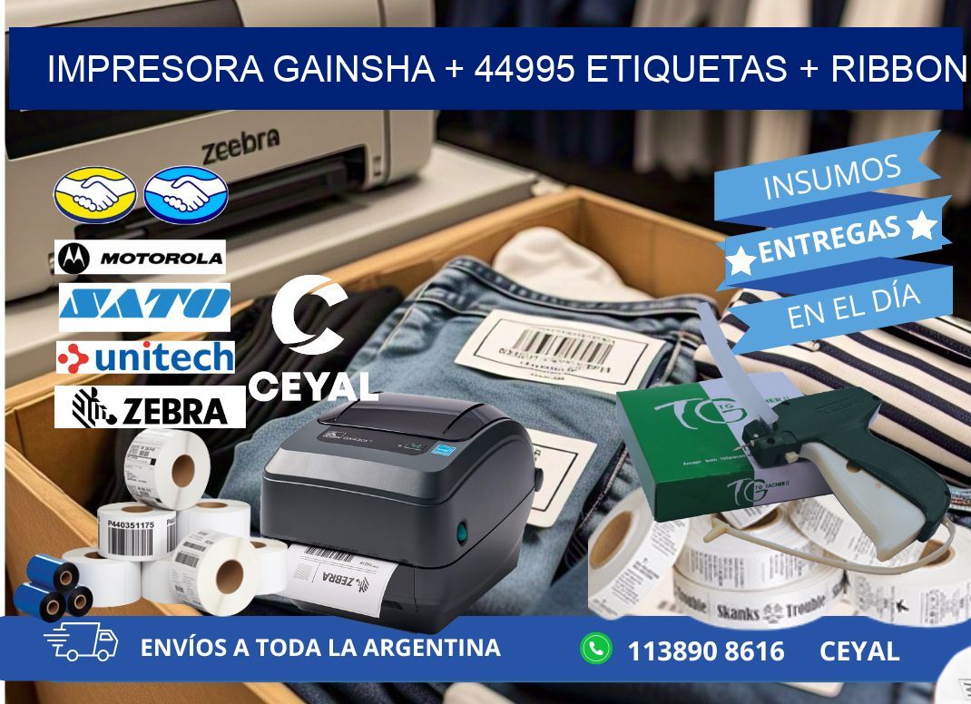 impresora gainsha + 44995 etiquetas + ribbon