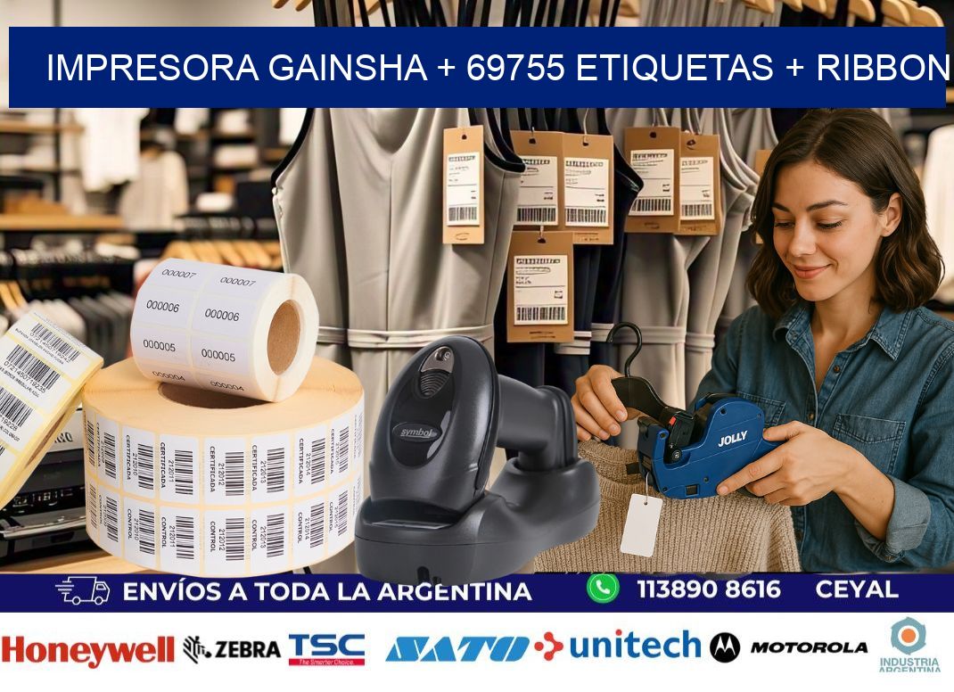 impresora gainsha + 69755 etiquetas + ribbon