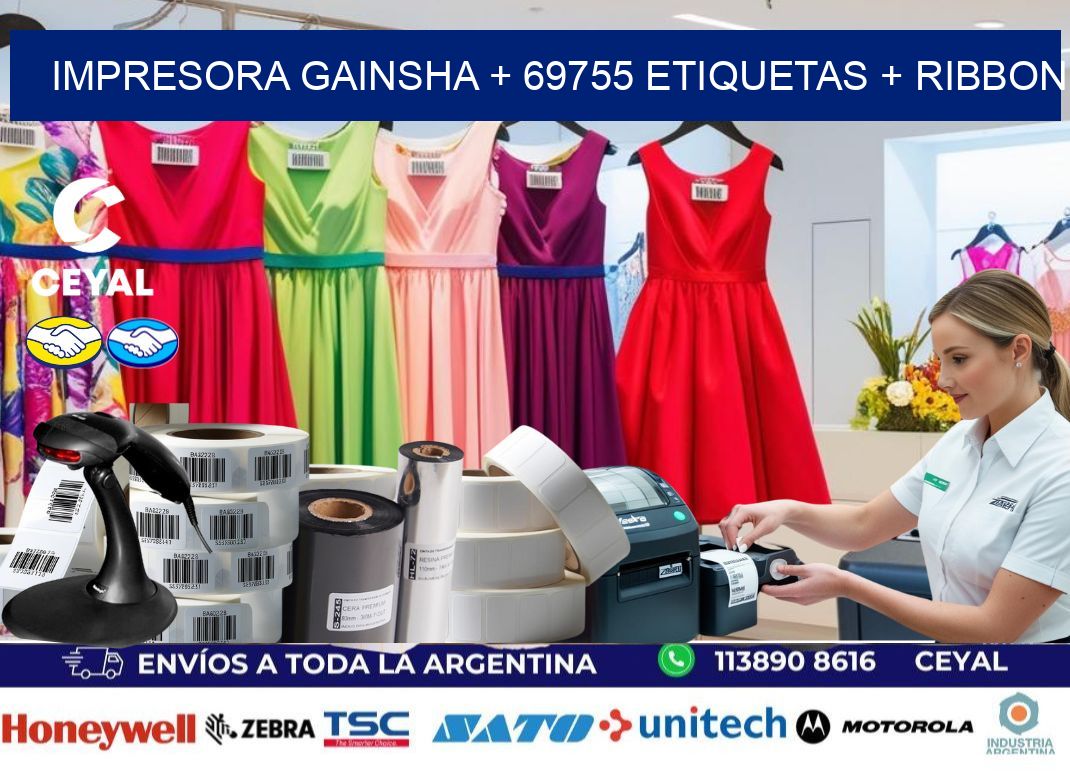 impresora gainsha + 69755 etiquetas + ribbon