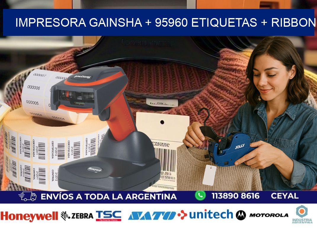 impresora gainsha + 95960 etiquetas + ribbon
