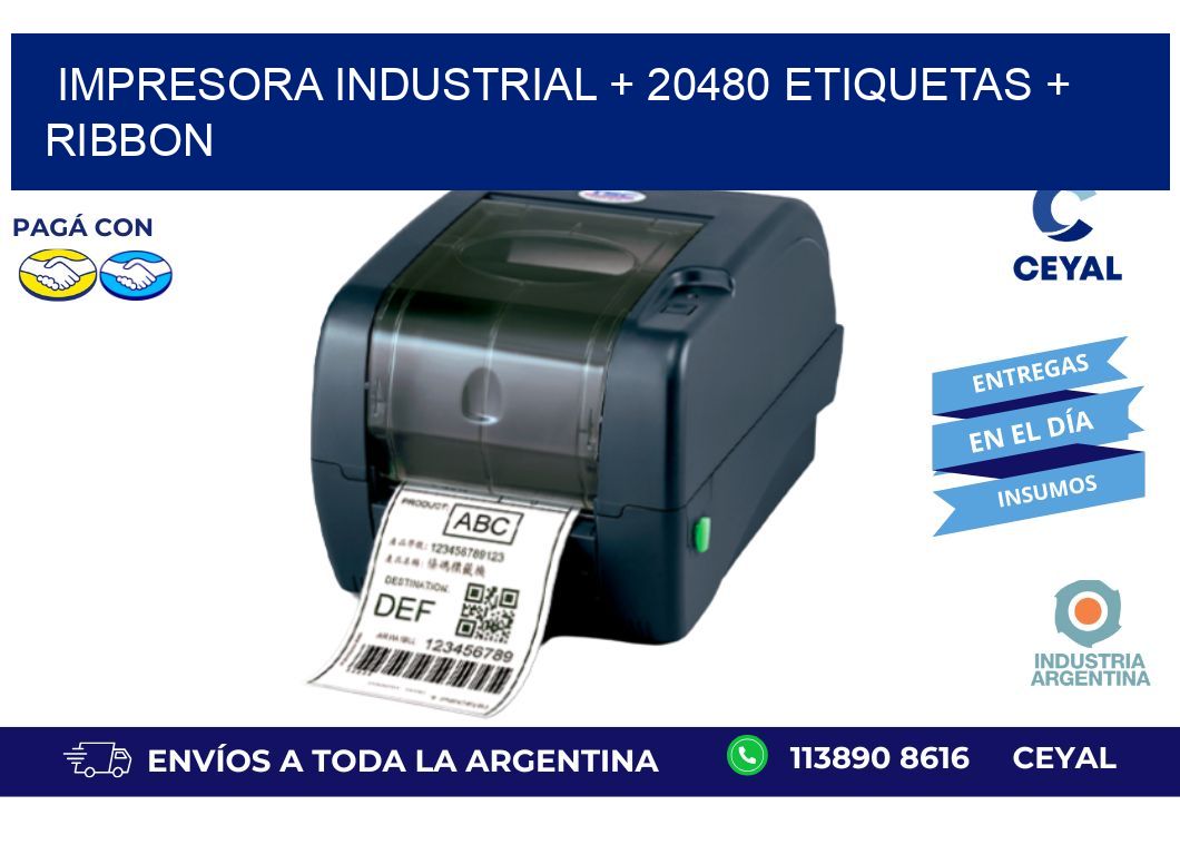 impresora industrial + 20480 etiquetas + ribbon