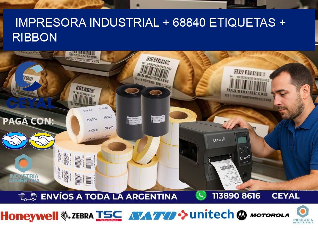 impresora industrial + 68840 etiquetas + ribbon