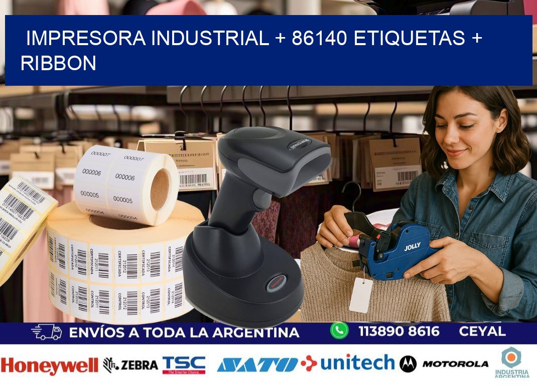 impresora industrial + 86140 etiquetas + ribbon