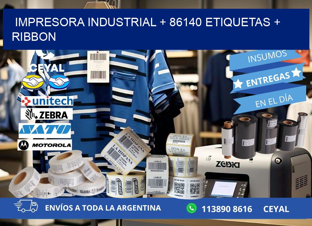 impresora industrial + 86140 etiquetas + ribbon
