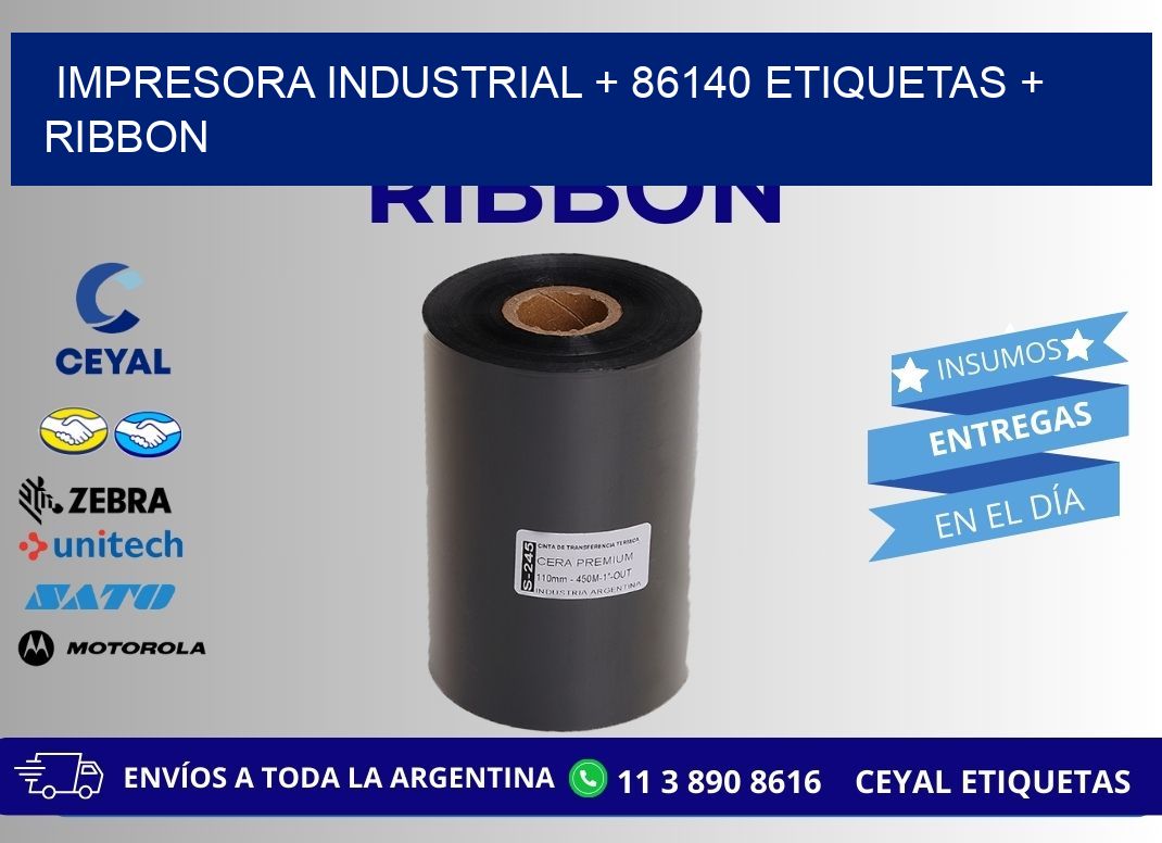 impresora industrial + 86140 etiquetas + ribbon